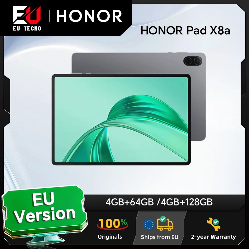 HONOR Pad X8a, Tablette version européenne, écran 11 pouces à taux de rafraîchissement élevé et protection oculaire, batterie 8300 mAh, quatre haut-parleurs à large amplitude