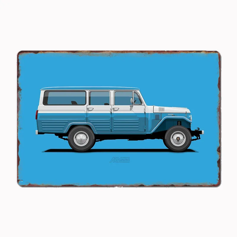 

Land Cruiser Station Wagon FJ45LV Metal Poster Sign Club Mural Wall Art Plaque Tin Room Decoration Home Decor