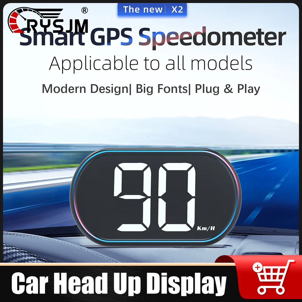 

RYSJM Car HUD Green LED Head-up Display Universal White Light GPS Speedometer Auto Car Large Font Head Up Display Accessories