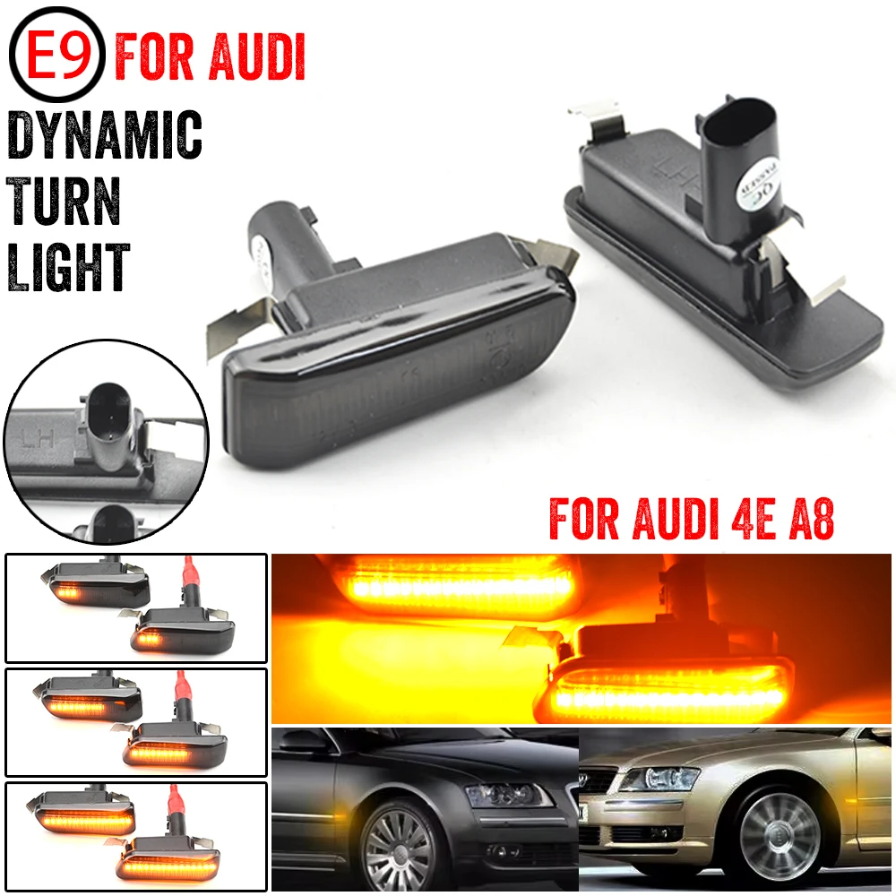 

2 шт. светодиодные динамические боковые габаритные фонари для Audi A8 A8L S8 4E D3 mk2 Quattro 2003-2009 Янтарный Canbus 4E0949127/8