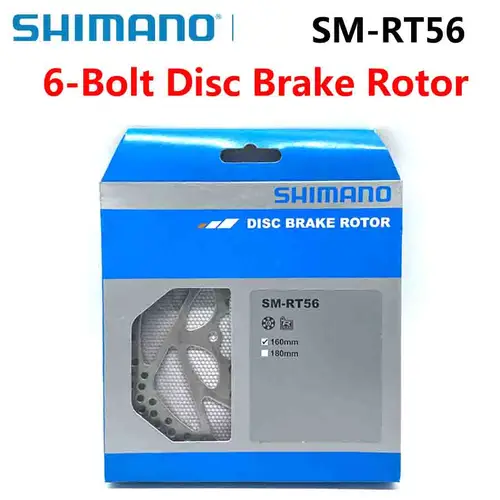 SHIMANO-Rotor de freno de disco para bicicleta de montaña, caja Original de piezas de bicicleta, SM RT56, 6 pernos, 160mm, 180mm