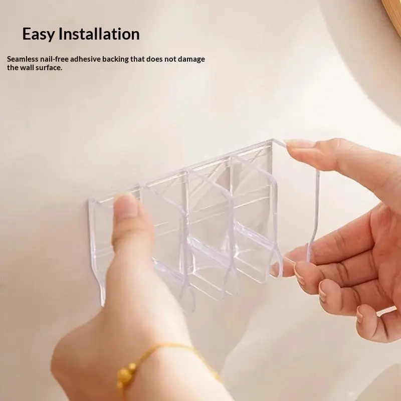 No Punch Wall Mount Storage Rack Dual Use Cosmetic Facial Wash Bottle Large Capacity Holder