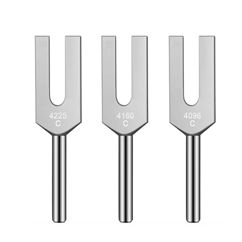 Angel Tuning Fork Set - 4096 Hz, 4160 Hz, 4225 Hz - Therapeutic Instrument Set With Wooden Strike And Storage Bag