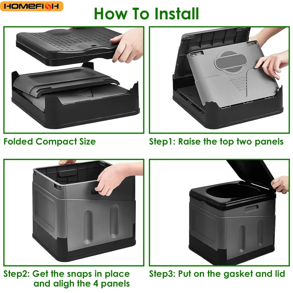 Portable toilet Portable car toilet bucket carrying capacity reusable trash can foldable odor-proof storage box Emergency toilet image 5