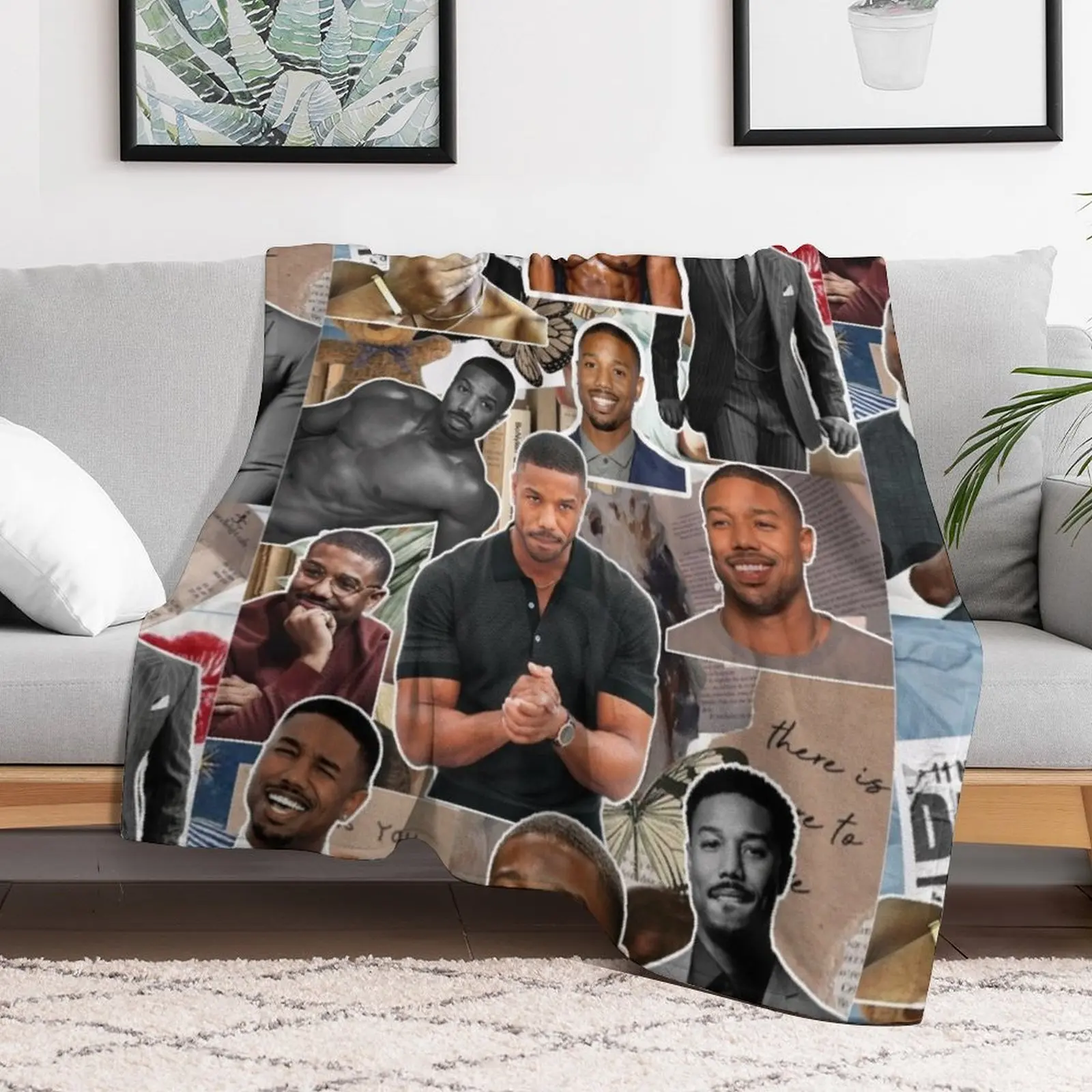 Michael B. Jordan photo collage Throw Blanket blankets ands halloween Blankets