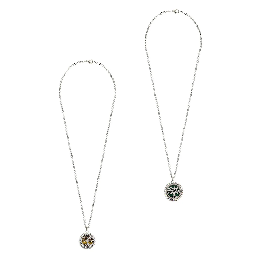 

2 Pcs Aromatherapy Necklace Portable Essential Oil Diffuser Stainless Retro Locket Design Aroma Pendant Health Care Accessory