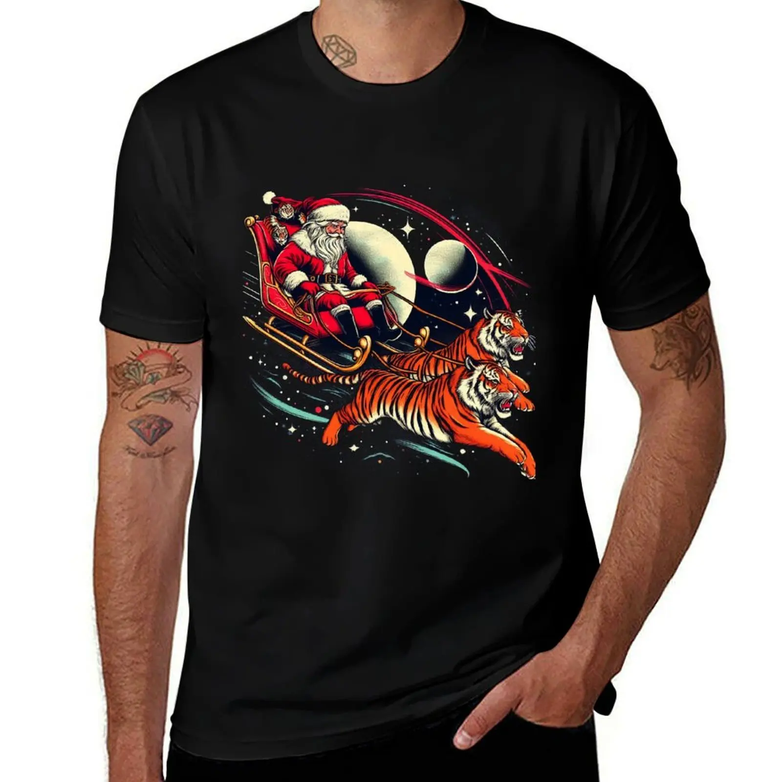 

Tigers pulling Santa's sleigh in space T-Shirt sports fans vintage t shirts anime tshirt anime t shirts plain black t shirts men