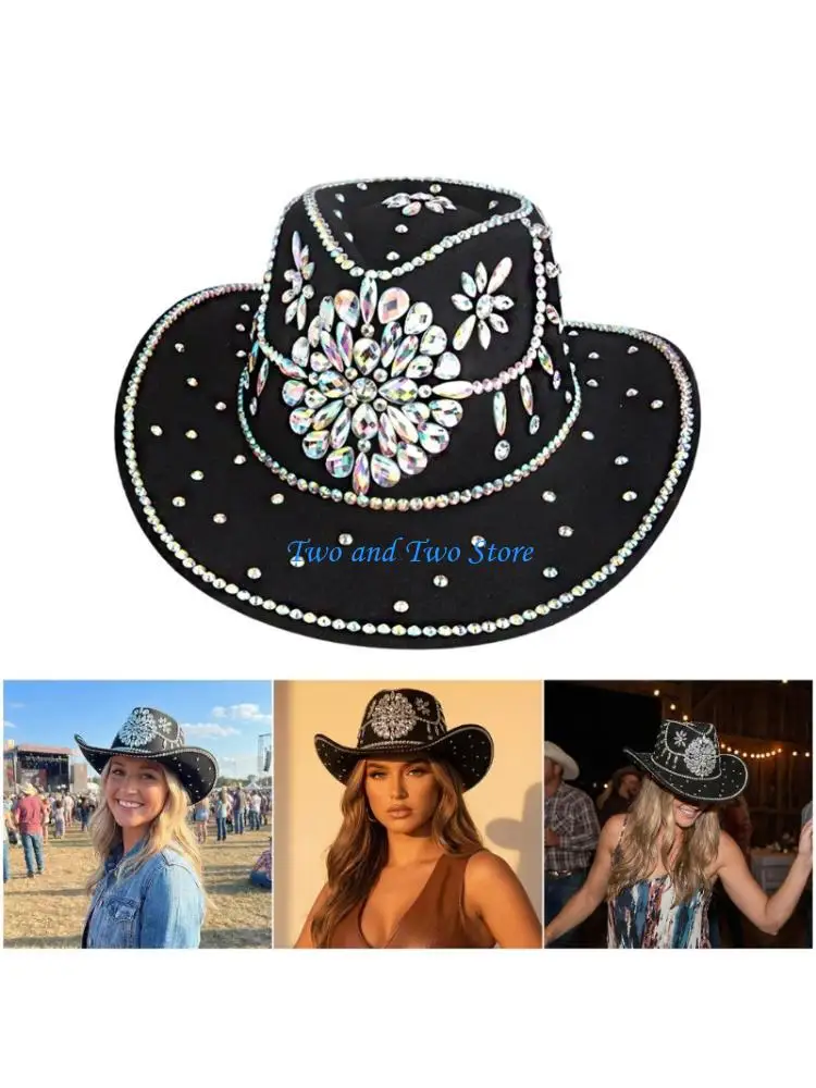 

HX6F Wide Brims Round Crown Hat For Sun Shade Face Framing And Western Styles