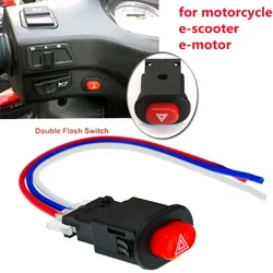 Motorcycle Double Flash Switch Hazard Light Switch Button Flash Warning Scooter Electric Vehicle Modified Emergency Signal Lamp