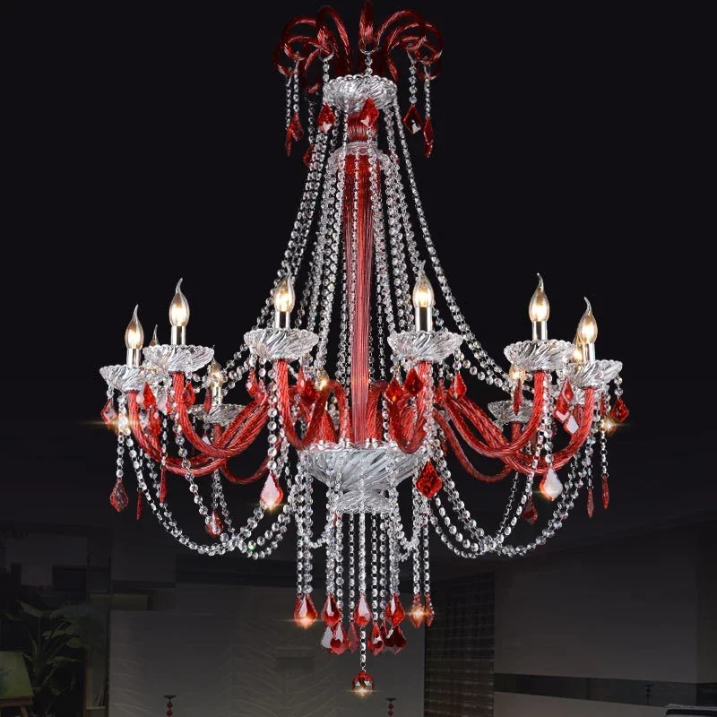 Villa Crystal Chandelier European Luxury  Restaurant  Hotel Duplex Building Beauty Salon Pendent Lamp