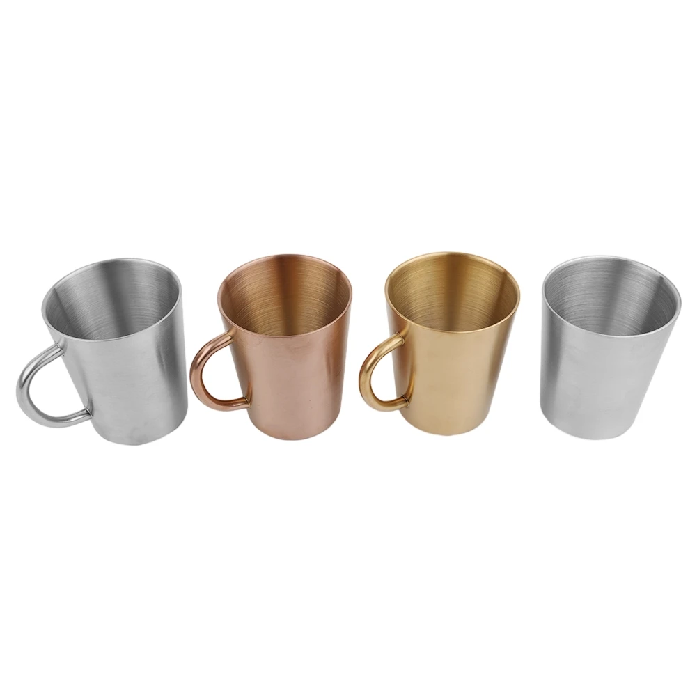 Tazza da caffè in acciaio inossidabile a doppio strato, capacità 300 ml, sicura da impugnare con manico, perfetta per vino al latte e bevande calde