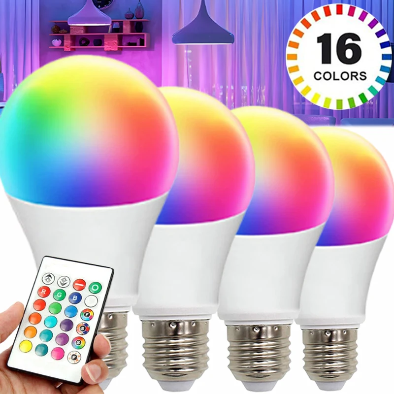 

16 цветов RGB лампа светодиодные многоцветные лампы с дистанционным управлением атмосферный светильник 220 В бытовое освещение с регулируемой яркостью E27 меняющаяся световая трубка
