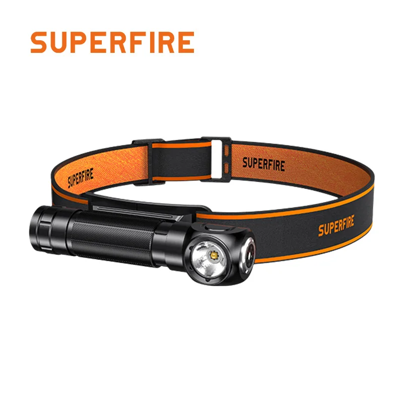 

SUPERFIRE Upgraded version TH04-S Headlamp USB C Rechargeable 10W Powerful1200lm 90° Headlight with Magnet Tail Head Flashlight