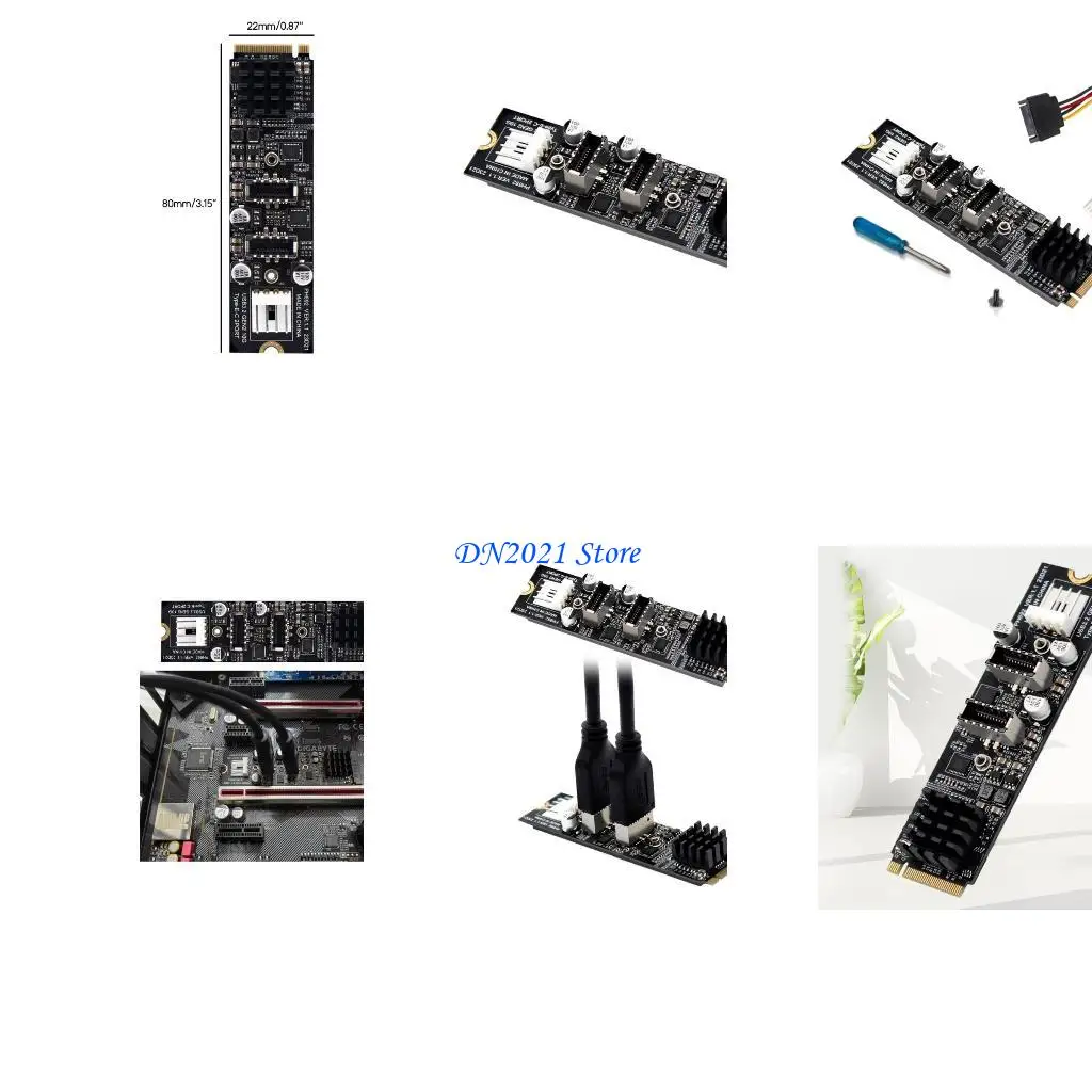 

F3KE M.2 NVME PCIE to 2 Ports USB3 10G TYPE-E Front TypeC Expansion Card ASM3142