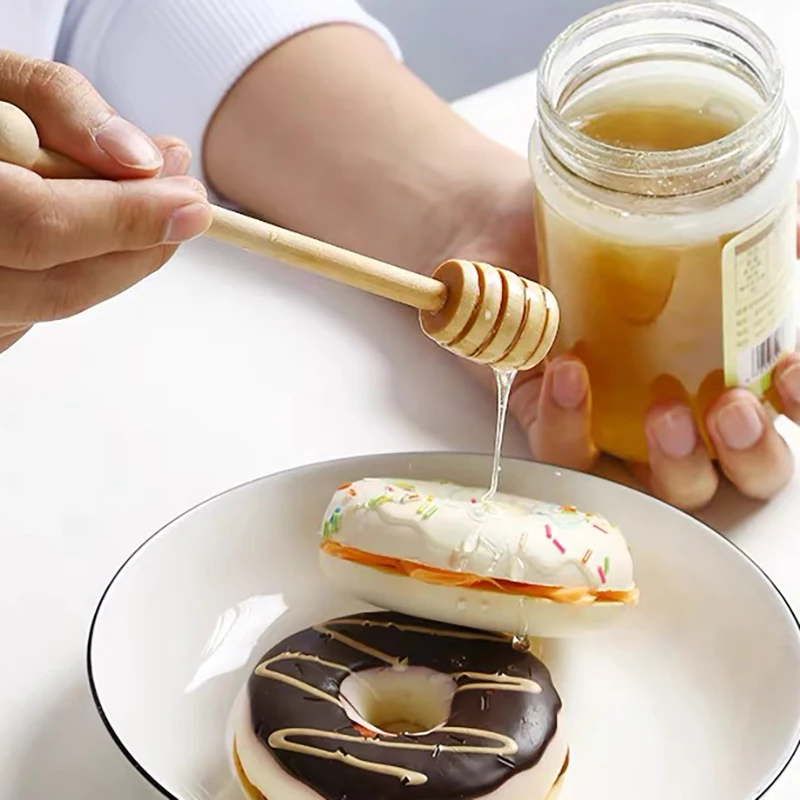 25/50/100Pcs WoodenHoney Sticks Dipper, Honey Spoons Stirrer Stick for Honey Jar Dispense Drizzle Honey and Wedding Party Gift