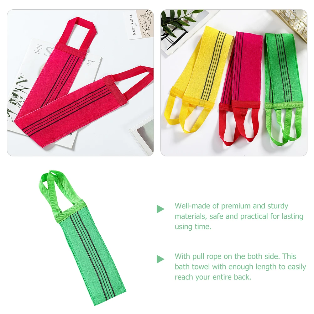 Back Scrubber Bath Towel Exfoliating Shower Body Washcloth Smooth Skin Long Pull Rope Random Color Style Bathing
