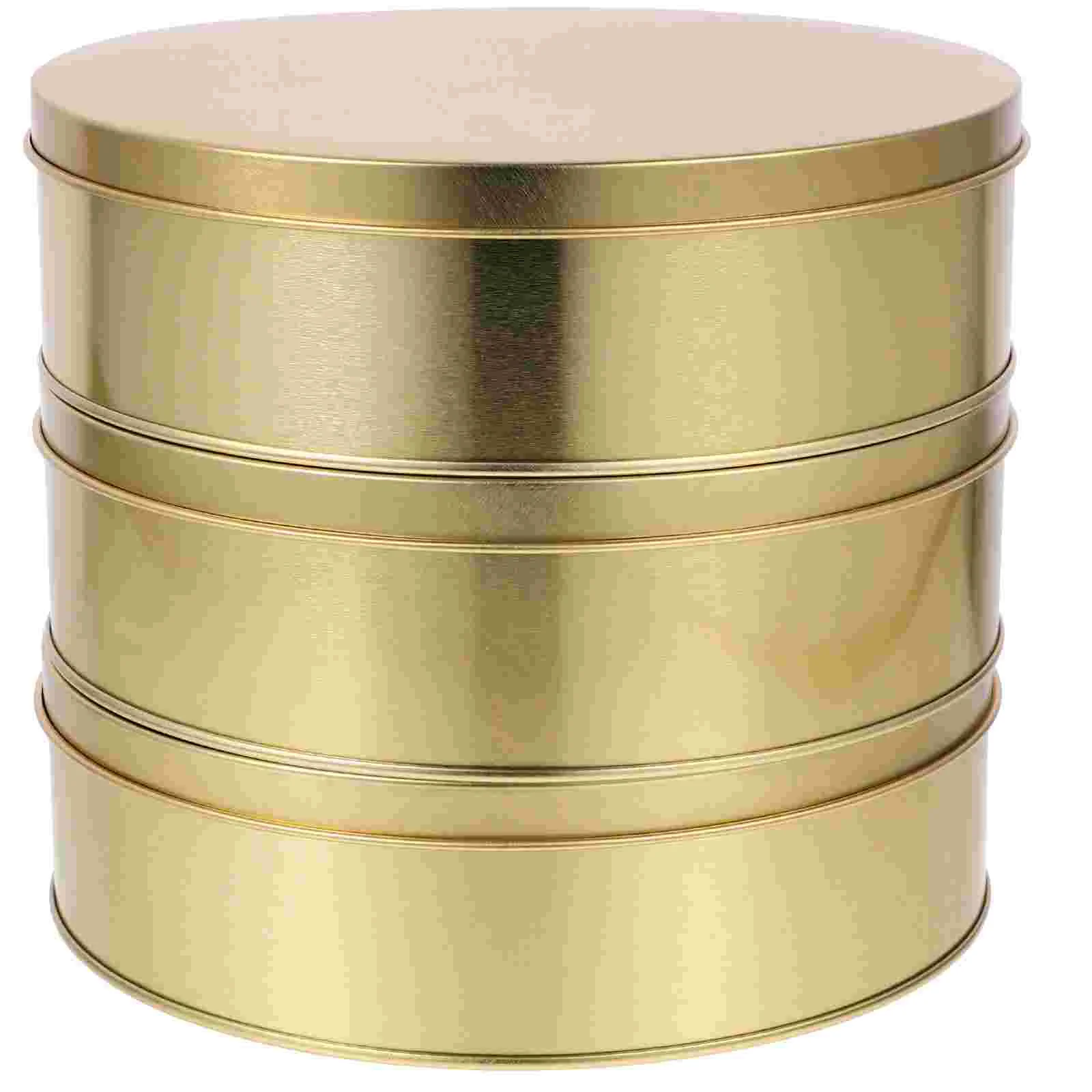 

3 Pcs Tinplate Can Be Put into The Oven Cake Iron Box 65 Inch Candy Biscuit Packaging Cookie Jar With Lid Round Holiday Tins