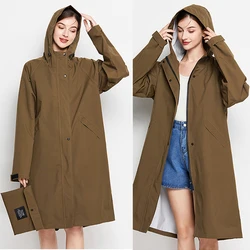 Lightweight Raincoat Women Waterproof Long Rain Coat Jacket Zip Pocket