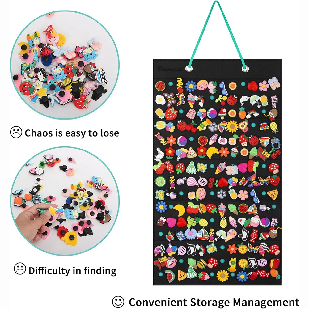 Shoe Charms Organizer With 180 Holes, Hanging Shoe Charm Holder, Shoe Decoration Clog Charms Display, Collection Holder image 3