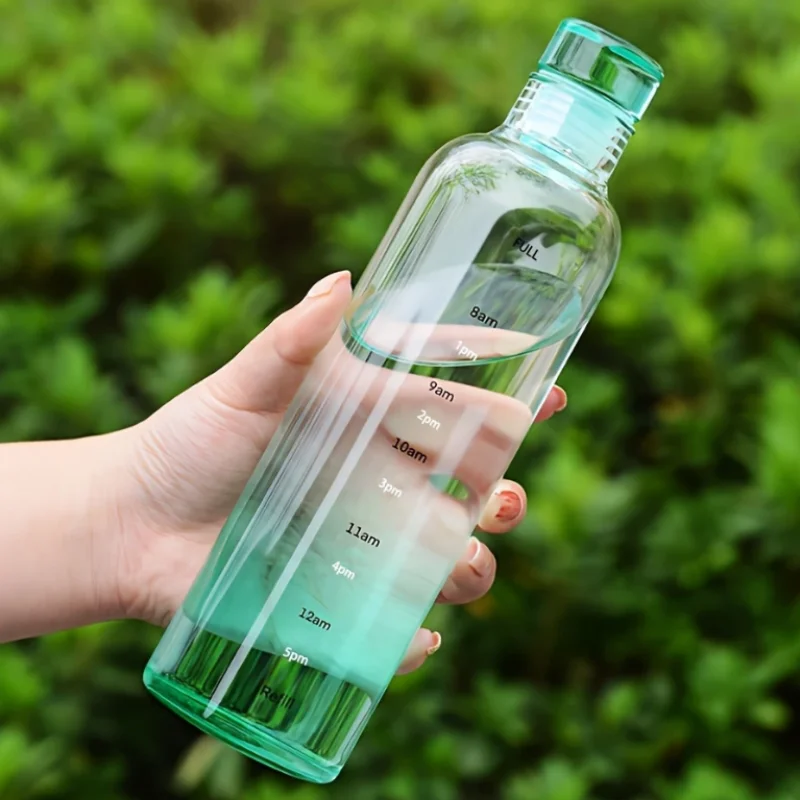 500ml Transparent Motorcycle Sports Water Bottle with Time - Marked Scale: Ideal for Outdoor Workouts