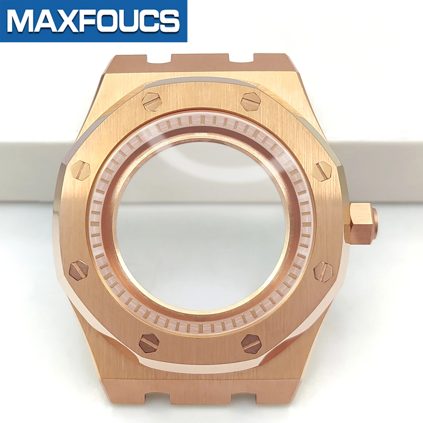 A.P. Uhrengehäuse im Stil MOD SKX NH35 NH36 4R36 Roségold Edelstahl Glänzend/Gebürstet Krone Saphirglas Uhrengehäuse Kundenspezifische Teile – Detail 10