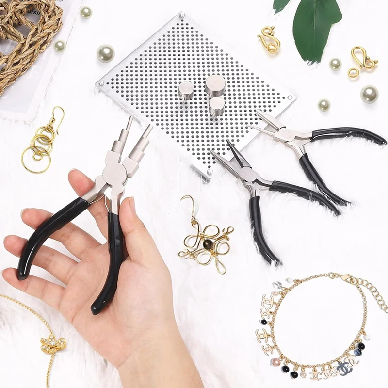 Wire Wrapping Kit Wire Clamp With 6 In 1 Wire Bending Pliers With 32 Metal Pins, Wire Wrapping Tools For Jewelry Making