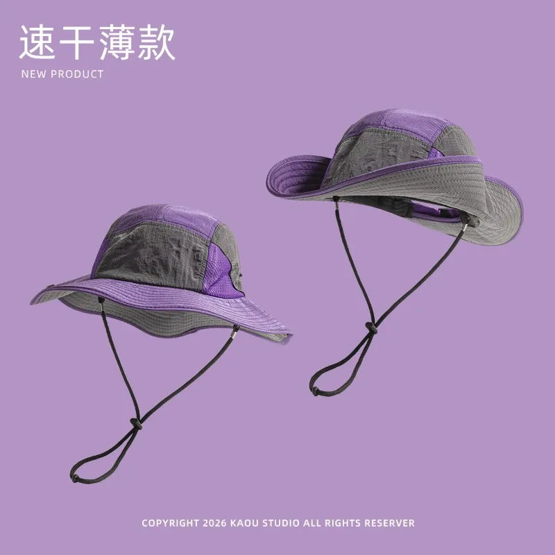 Tooling Style Fashion Color Matching Quick-drying Bucket Hats for Women Summer Outdoor Camping Sun Protection Casual Men's Cap