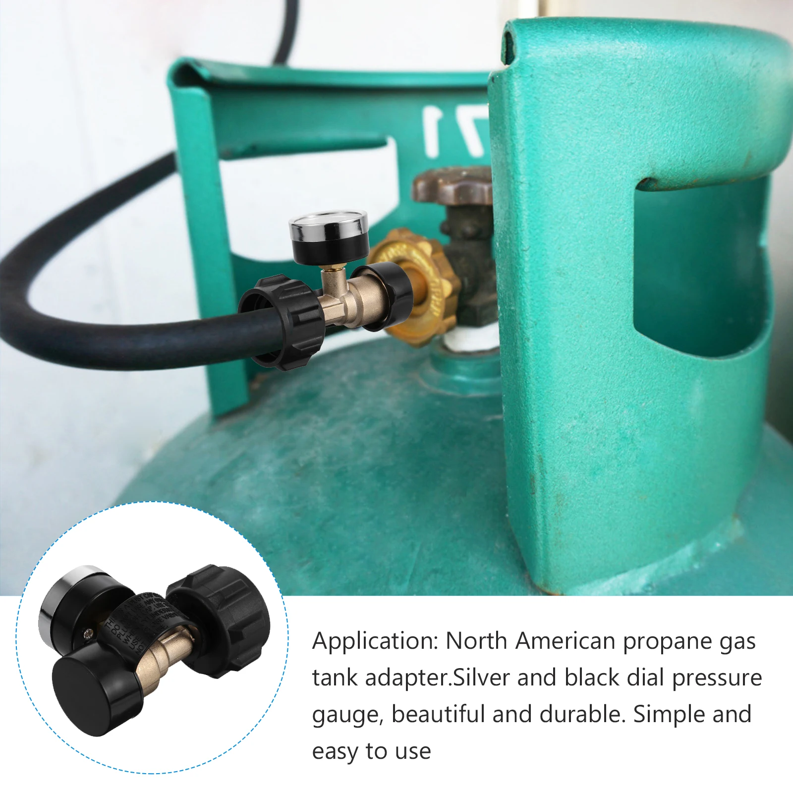 

Propane Gas Tank Adapter 5 40lbs Connector Pressure Gauge Camping Stove BBQ Supplies Silver Black Dial Refill Tool Kitchen
