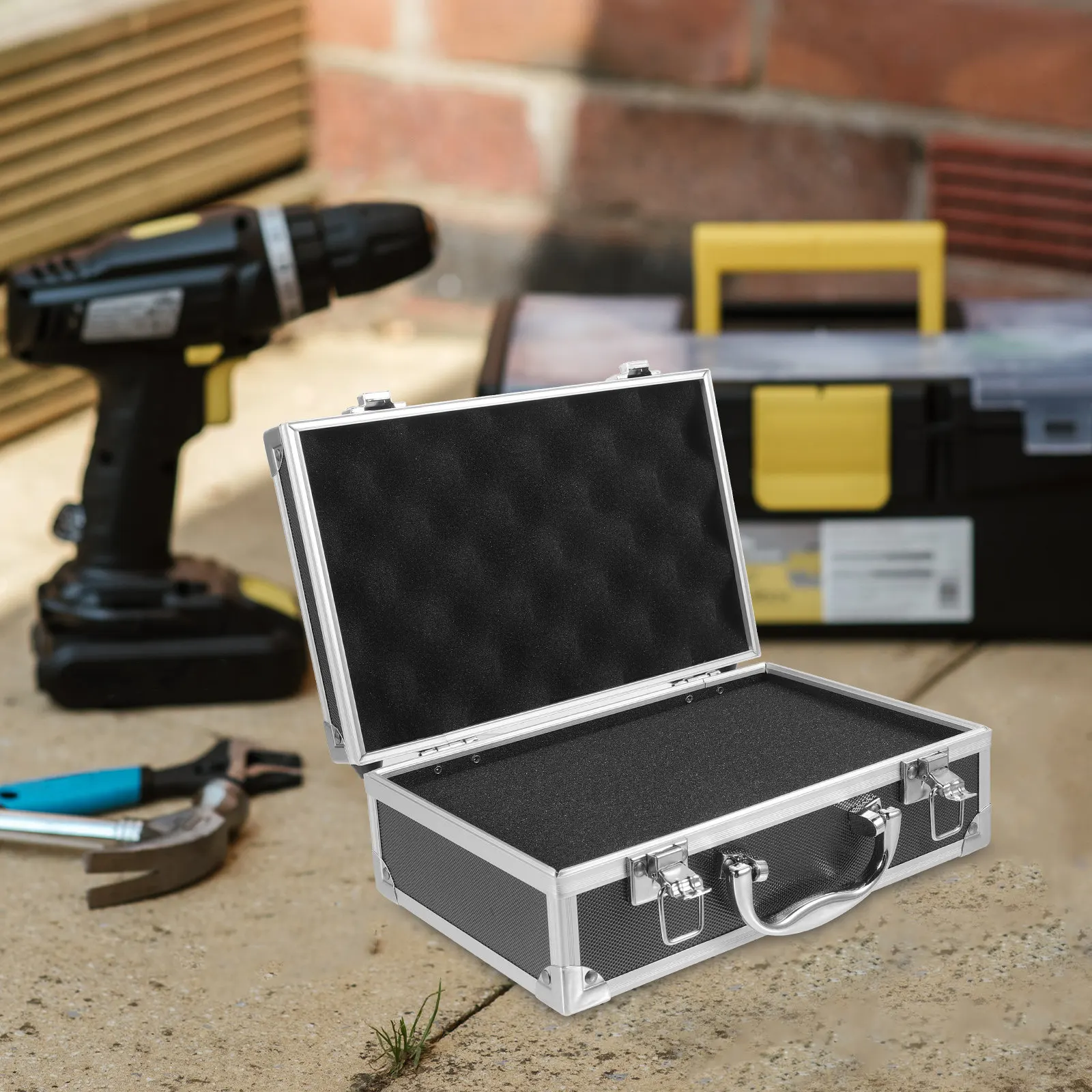Handheld Aluminium Alloy Tool Box Multifunctional Portable Storage Case for Tools Gadgets Craft Supplies with Sturdy Locking