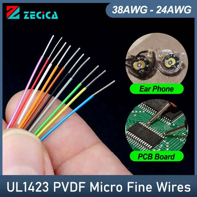 

5M/20M PTFE Copper Wire 38/36/34/32/30/28/26/24 AWG PVDF Silver Plated Single Core Micro Fine UL1423 High Temperature Cable