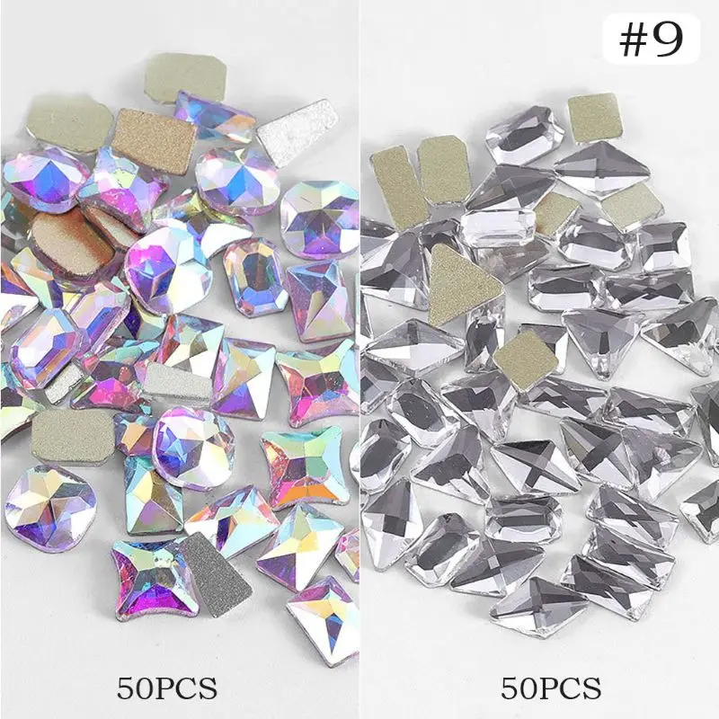 Multi Shapes Glass Crystal Rhinestones For Nails Art 3D Decorations AB Colorful FlatBack Crystals Gems Stones