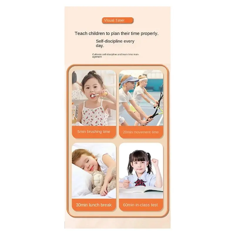 ABWP-Colorful Visual Timer Manual Rotation Silent Children Classroom Learning Countdown Timer Kitchen Cooking Stopwatch B