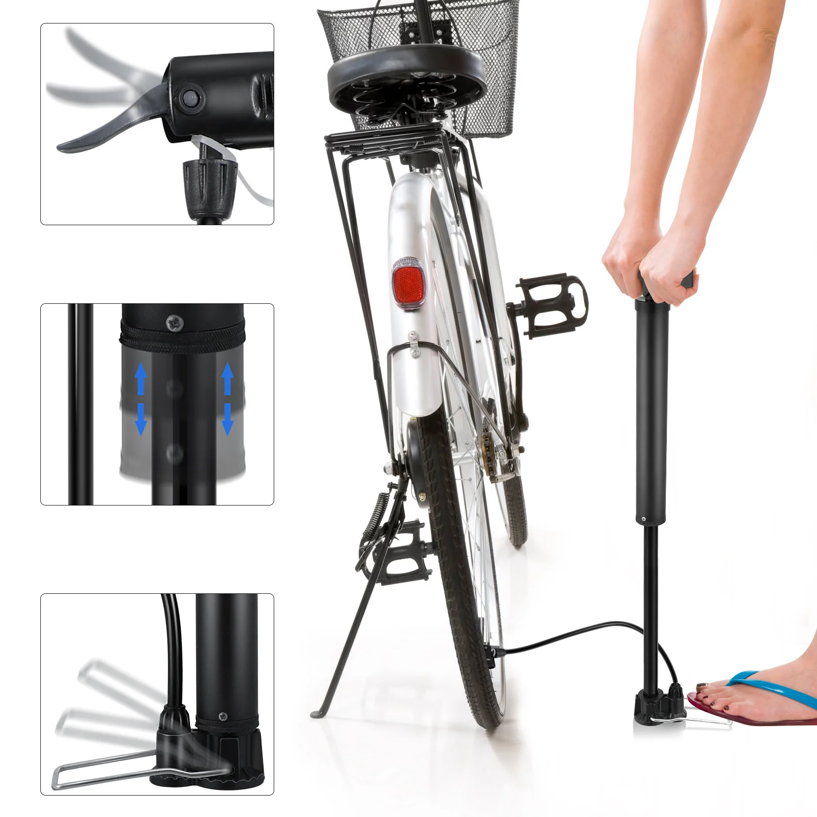 

Portable Mini Bike Floor Pump Foldable Foot Pedal High Pressure Air Pump for Bicycle Motorcycle Ball Inflator Universal Valve