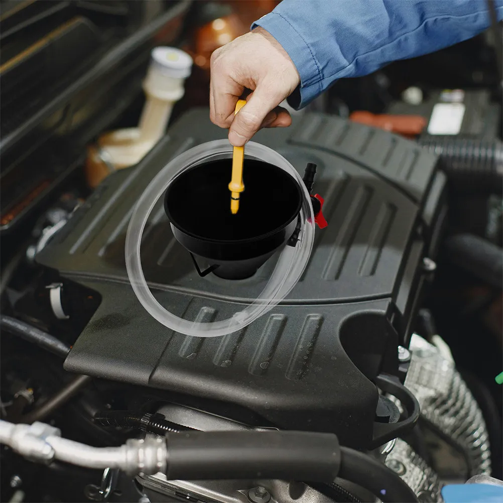 1Set Extended Oil Funnel with Valve Switch Wide Mouth Long Flexible Hose for Engine Oil Fuel Refilling Automotive Use