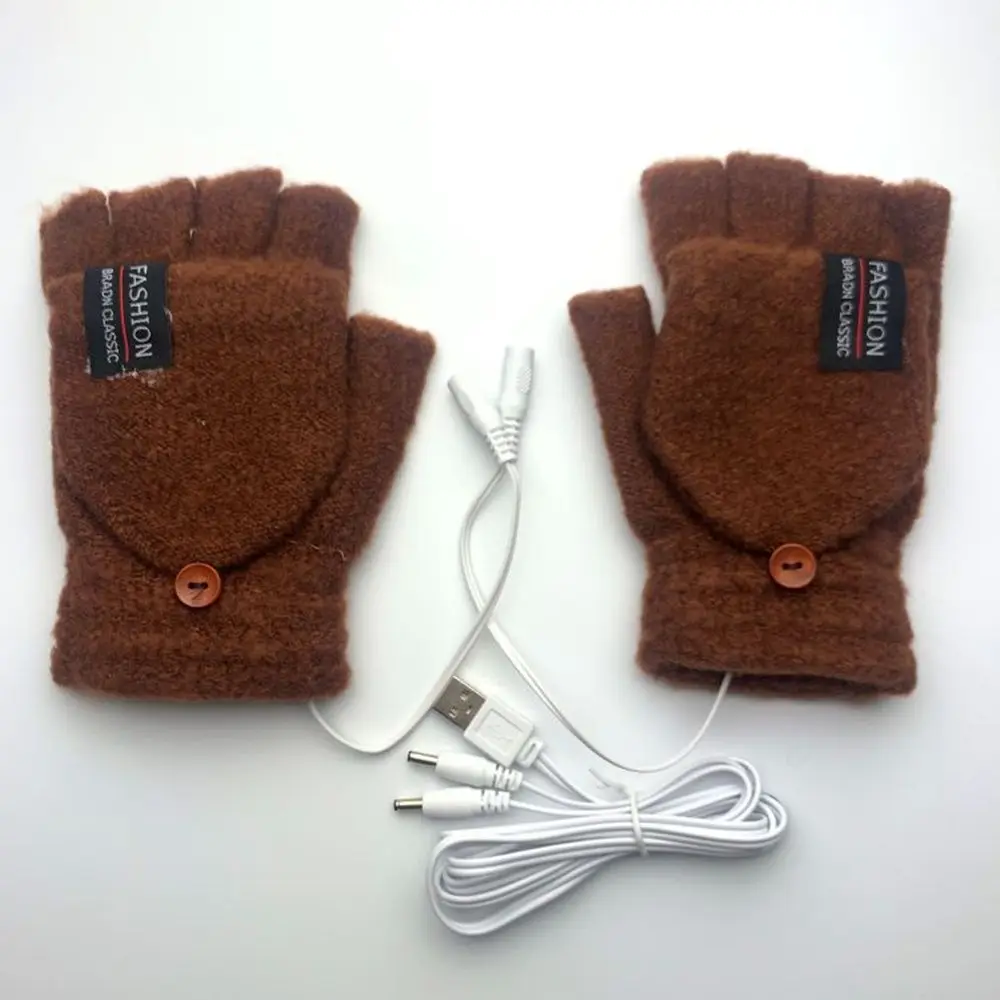 

Вязаные зимние перчатки с электрическим подогревом 2022, варежки с подогревом и половиной пальца