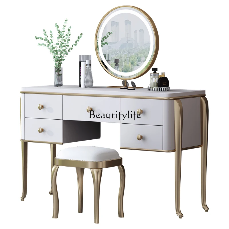 

American Light Luxury Solid Wood Dressing Table Simple European Luxury Makeup Storage Cabinet Integrated Table