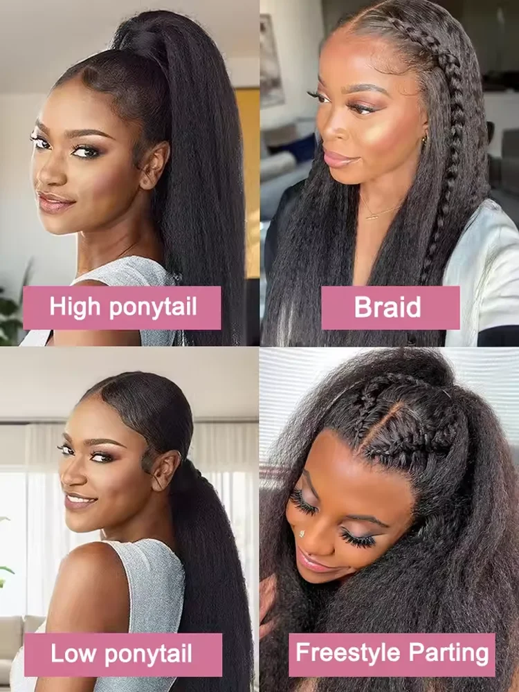 42 Inch 13x4 Lace Front Kinky Straight Wigs 200% Human Hair HD Transparent Straight Frontal Closure Hair Wigs 5x5 Glueless Wigs image 5