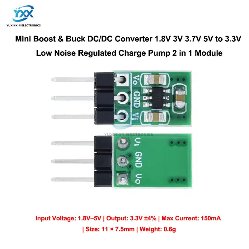 1/3/5 Uds Mini Boost & Buck convertidor CC/CC 1,8 V 3V 3,7 V 5V a 3,3 V bomba de carga regulada de bajo ruido módulo 2 en 1