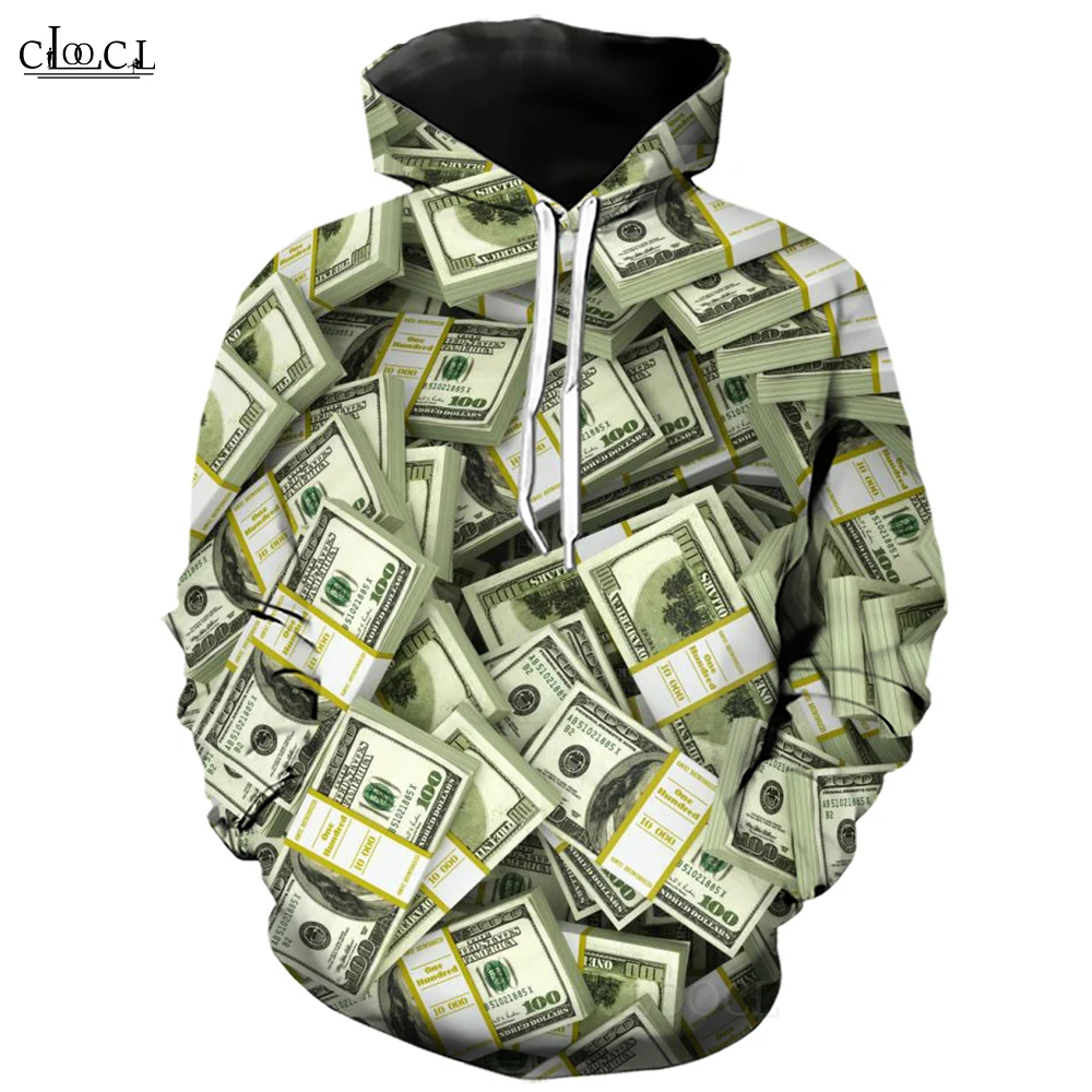 

CLOOCL Printing Men's Sweatshirt Fashion Casual Hoodies Money Graphic Unisex Pullover Tops Harajuku Vintage Hoody Sportswear