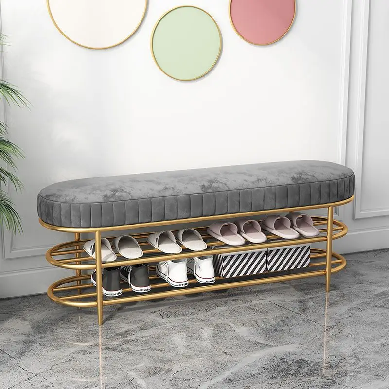 

Light Luxury Iron Art Shoe Changing Stool for Home,Door Storage,Soft Bag Cushion,Shoe Cabinet,Shoe Rack,Entry,Shoe Wearing Stool