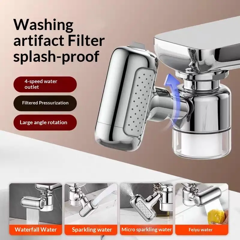 Universal Metal Faucet Extender With Filter 1080° Rotation Tap Aerator 4 Modes Splash Basin Swivel Robotic Arm Faucets Extension