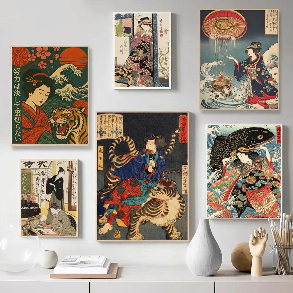 Japanese Ukiyo-e Vintage Art Wall Poster Wall Art Print Poster for Bedroom Living Room Home Decor Gift Artwork
