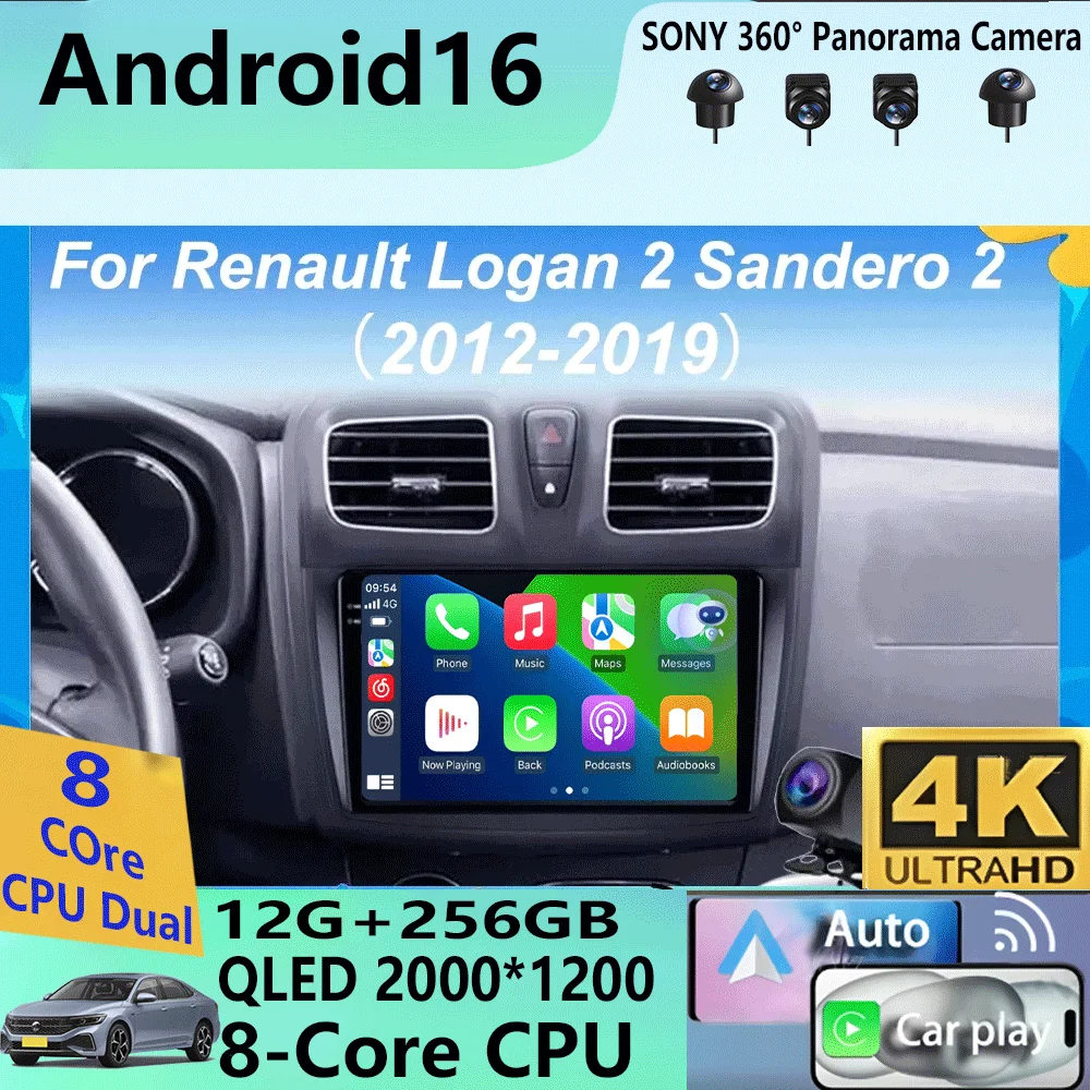 

Android 16 Car Radio For Renault Logan 2 2012 - 2022 Sandero 2 2013 - 2022 Multimedia Video Player Navigation stereo GPS No 2din