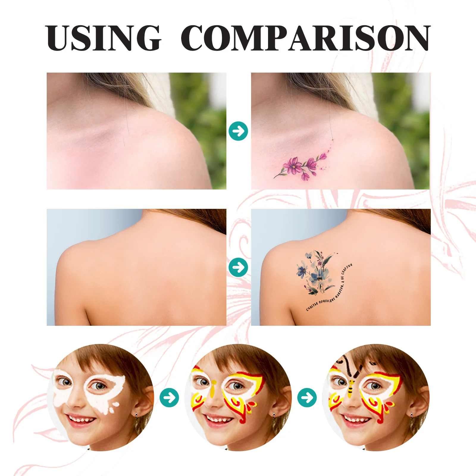 Emporary Tattoo Pen Set With Tattoo Template Various ColorsOf Human Body Art Painting fFace And Arms Body DIY Tattoo Pattern