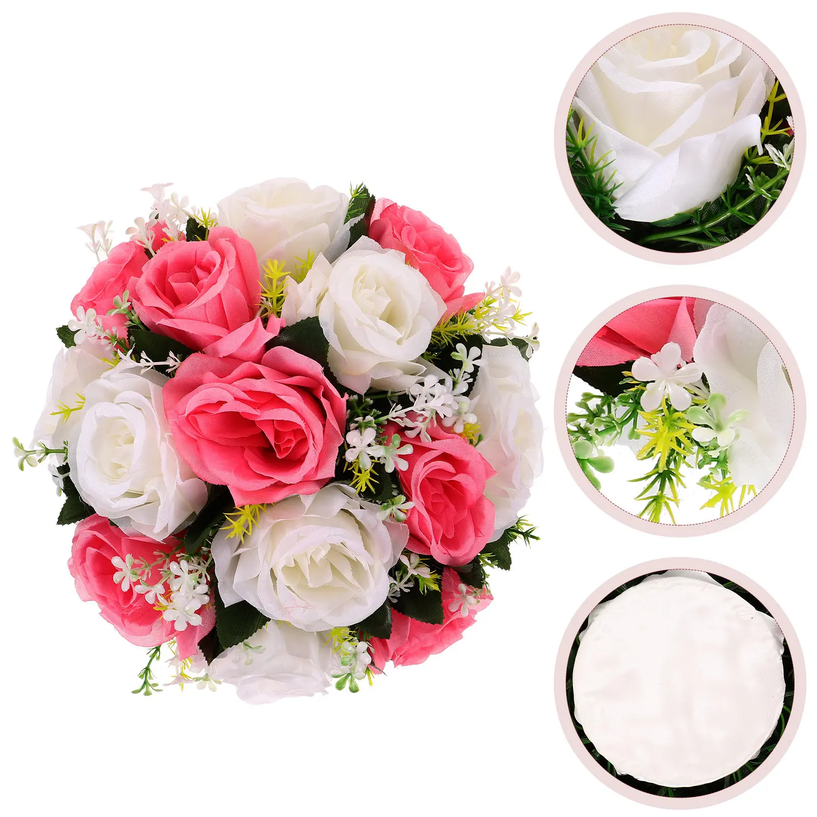 bouquet-de-flores-artificiais-em-forma-de-bola-de-rosa-cores-vivas-aparencia-realista-folhas-densas-e-caules-para-centro-de-mesa