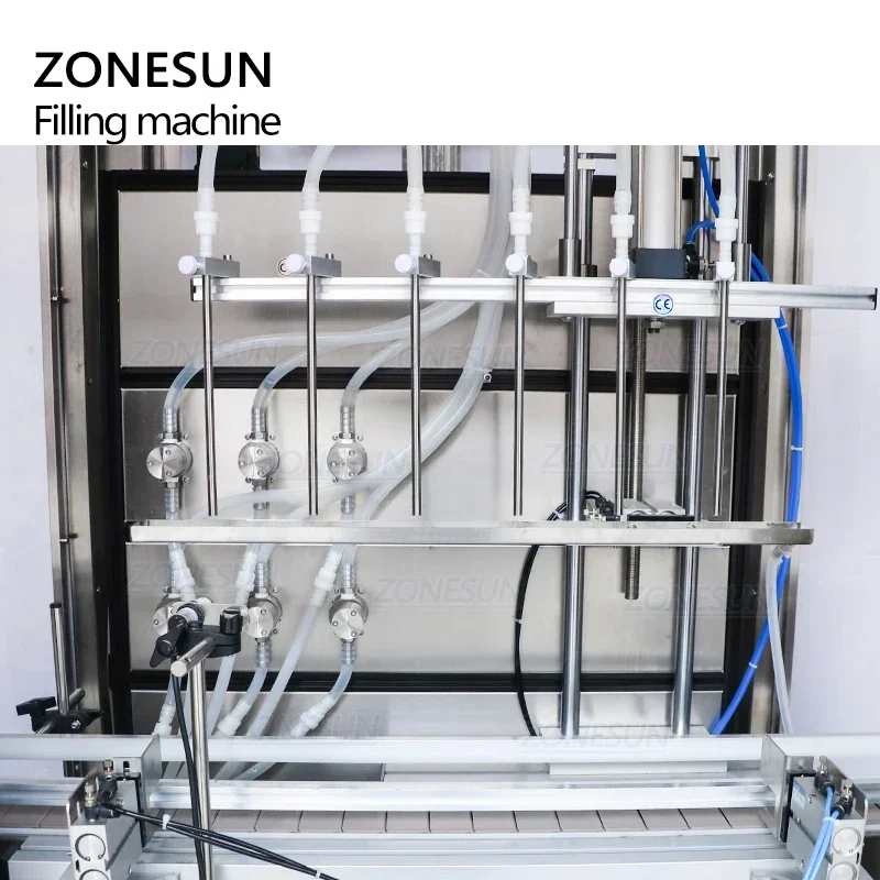 Zonesun personalizado automático 6 cabeças bomba magnética solvente líquido óleo essencial jar máquina de enchimento com capa poeira ZS-VTMP80D