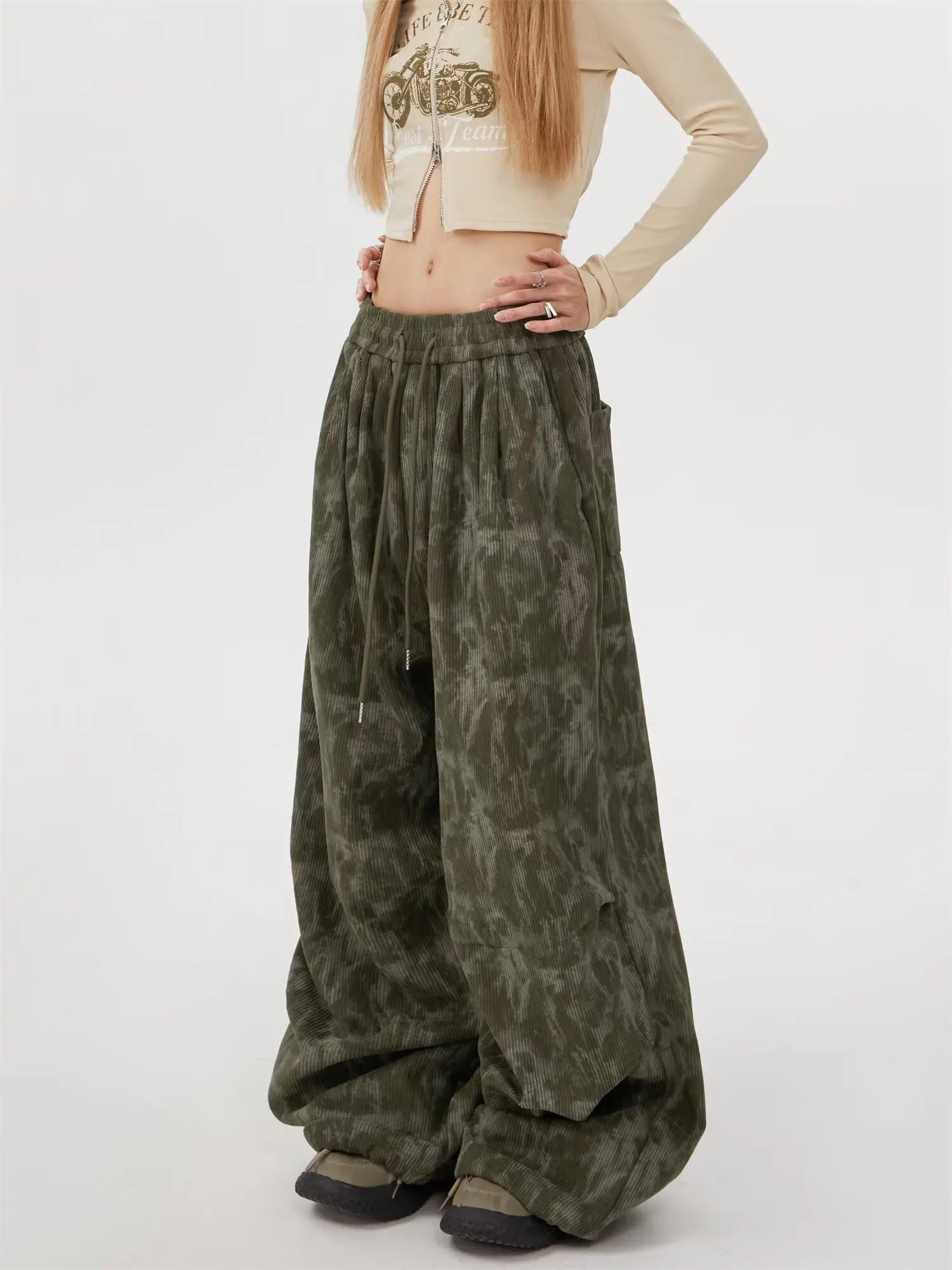 

Женские осенне-зимние свободные вельветовые брюки с широкими штанинами Y2K, японские брюки в стиле Харадзюку 2000-х годов, брюки в стиле ретро 90-х, новинка 2023 года