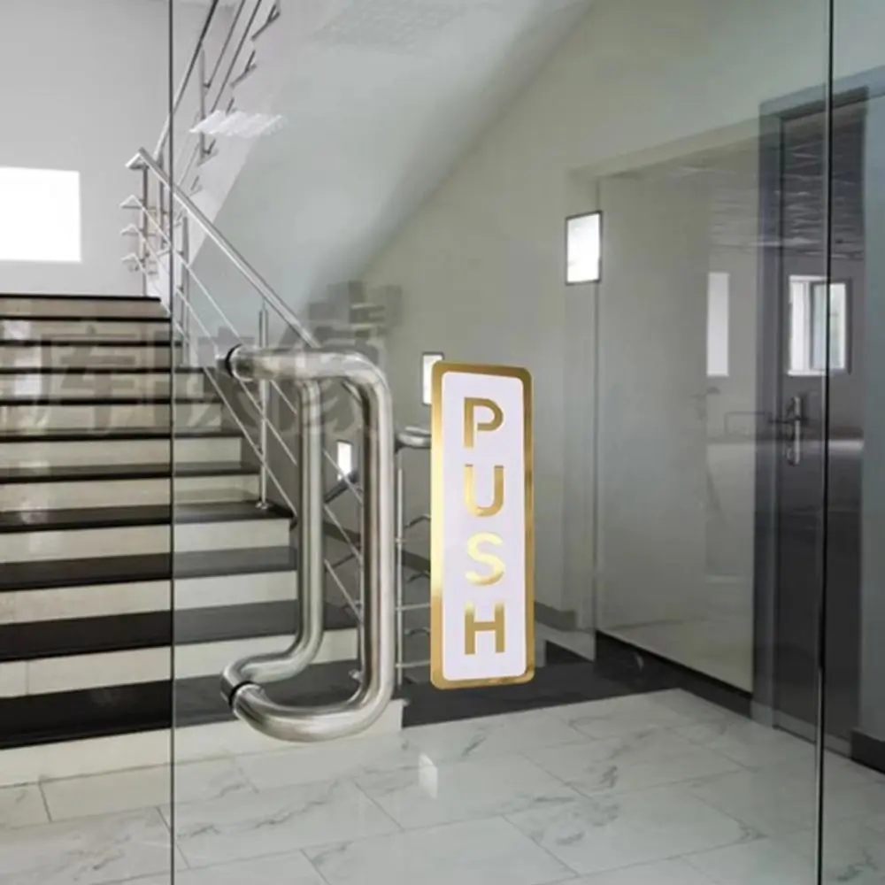 2Pcs Creative Push&Pull Window Door Sticker Acrylic 3D Sliding Door Logo Clear Easy Clean Push Pull Door Sign Home Decoration
