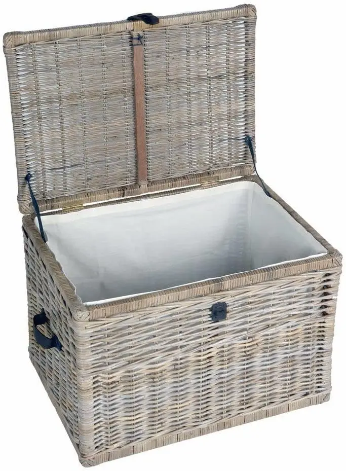 Deep Wicker Storage Trunk, X-Large, 30 in L x 21 in W x 20.5 in H, Serene Grey