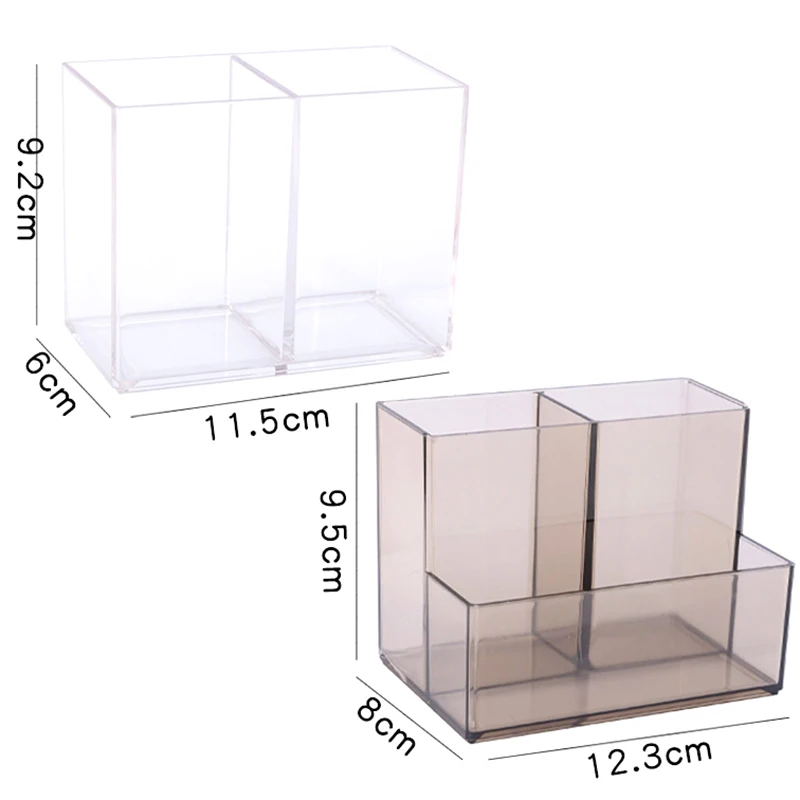 1Pc Transparent Acrylic Square Multi Grid Pen Holder Storage Rack Large Capacity Desk Pencil Rack School Office Stationery